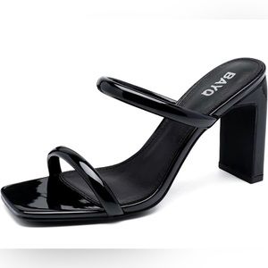Square Toe Chunky Block Heels Womens Strappy Sandals